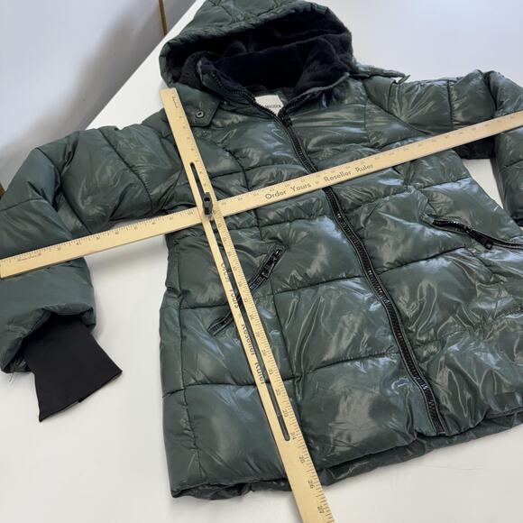 Steve Madden Jacket‎ Womens Medium Hooded Faux Fur Lined Puffer Coat Warm Zip - Picture 7 of 7